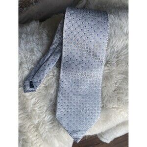Jones New York 100% Imported Silk Tie Classic Neck Tie Silver Blue